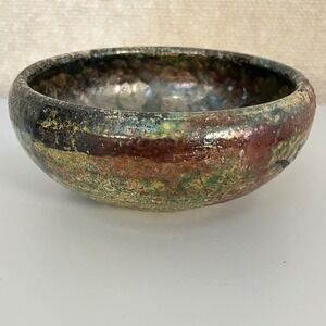 Vintage Raku Glazed Pottery Bowl Planter Home Table Decor ‎ 6"